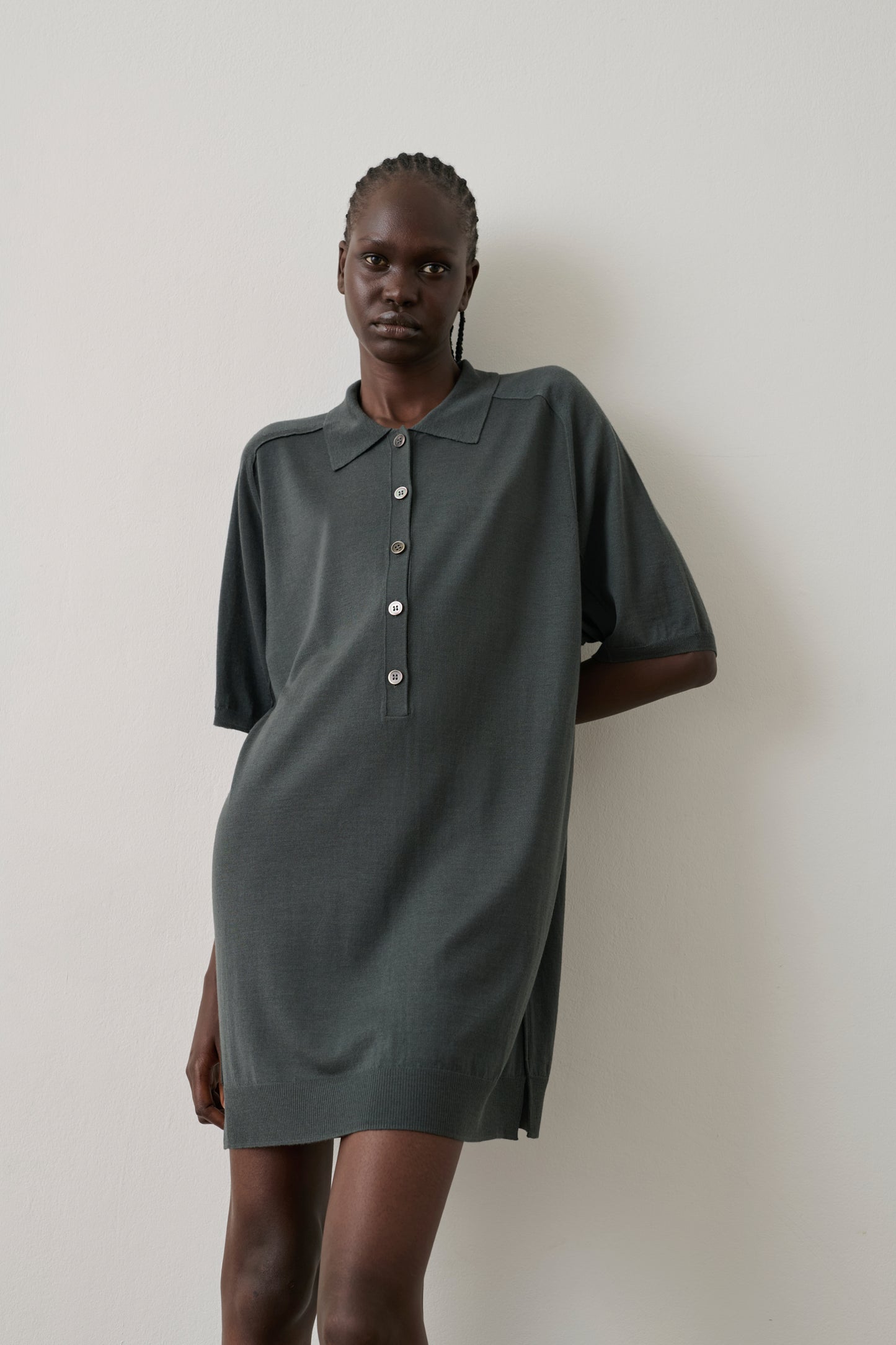 Robe Hilda - Gris/Bleu - Laine mérinos - Femme