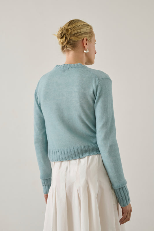 Cardigan Griffith - Bleu Céladon - Laine mérinos - Femme